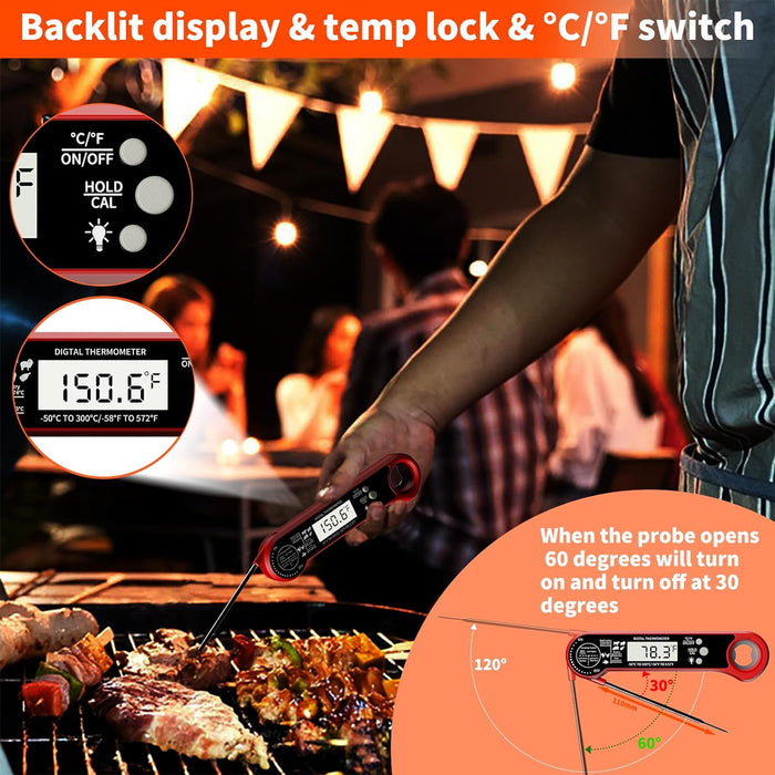 *TempSprite Wireless Smart Meat Thermometer with APP, 500FT Bluetooth, LCD-Enhanced Booster for Turkey Beef Rotisserie BBQ Grill Oven Smoker